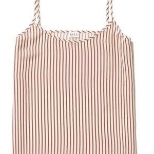 KULE Brown and White Striped Silk Camisole.